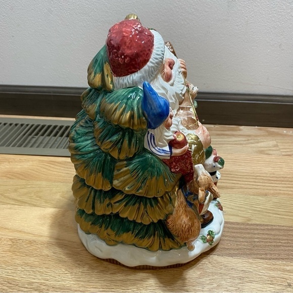 Vintage Fitz and Floyd Cookie Jar Santa Claus W/ Guitar Ceramic Omnibus Forest - Picture 4 of 9